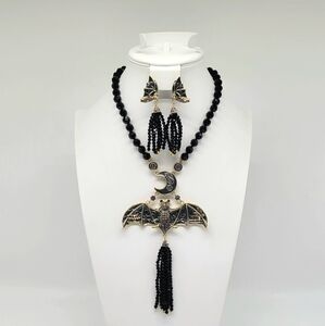 Heidi Daus Completely Batty Swarovski Crystal + Enamel Bat Statement Jewelry Set